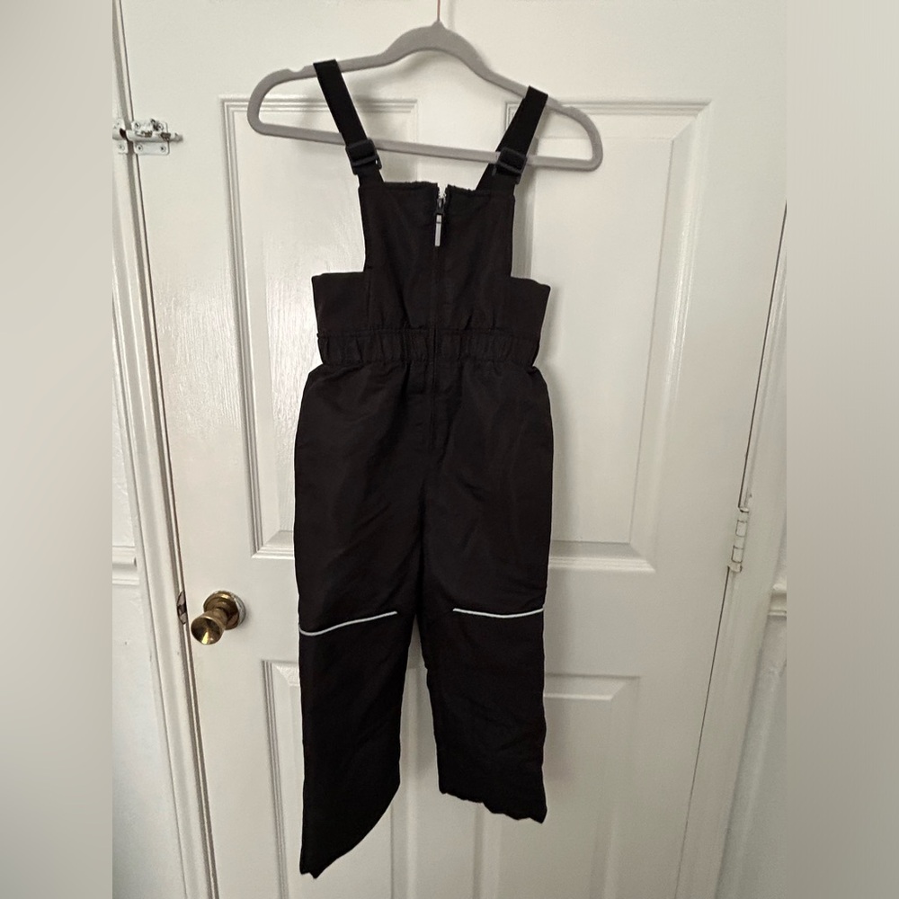 Swiss Tech Black Kids Snow Overalls with Reflective Piping